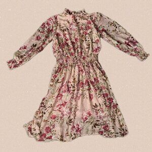 Pink Floral Print Dress